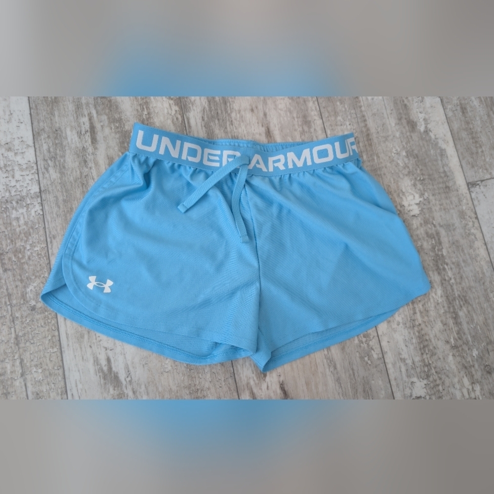 Under Armour Light Blue Girls Youth LG Athletic Shorts Sport Shorts